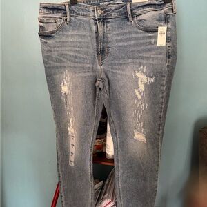 Old Navy Women's Light Blue Distressed Skinny Jeans